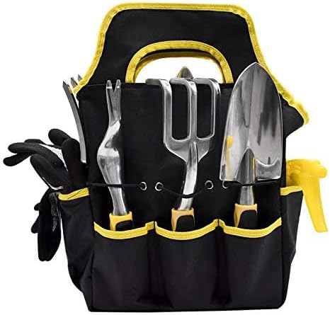 Conjunto de 11 acessórios de jardinagem com saco de arrumação, pulverizador, luvas e ferramentas manuais