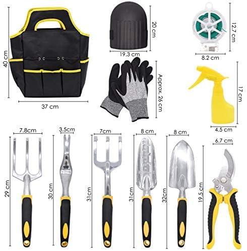 Conjunto de 11 acessórios de jardinagem com saco de arrumação, pulverizador, luvas e ferramentas manuais