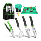 Conjunto de 8 ferramentas de jardinagem em liga de alumínio com saco de arrumação – Verde