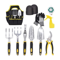 Conjunto de 11 acessórios de jardinagem com saco de arrumação, pulverizador, luvas e ferramentas manuais