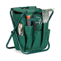 Banco dobrável de jardinagem com saco organizador para ferramentas – Verde escuro, 42 × 30 × 39 cm