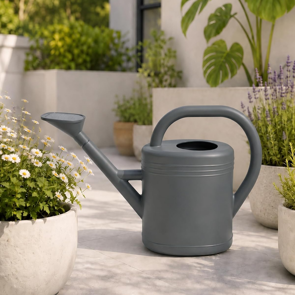 Regador de 3,8 L com bico amovível e sistema antigotejamento – Cinzento
