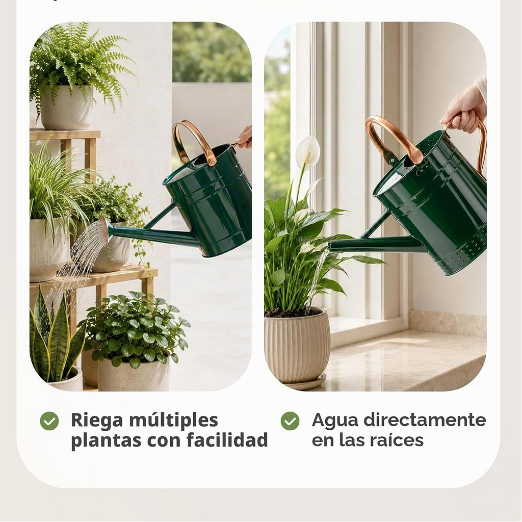 Regador de 3,8 L para plantas de interior e jardim com bico destacável – Verde