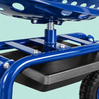 Carrinho de jardinagem com assento regulável, 4 rodas pneumáticas e espaço de arrumação – Azul