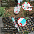 Conjunto de 16 ferramentas de jardinagem com padrão floral, tesoura de poda e saco de arrumação – Verde