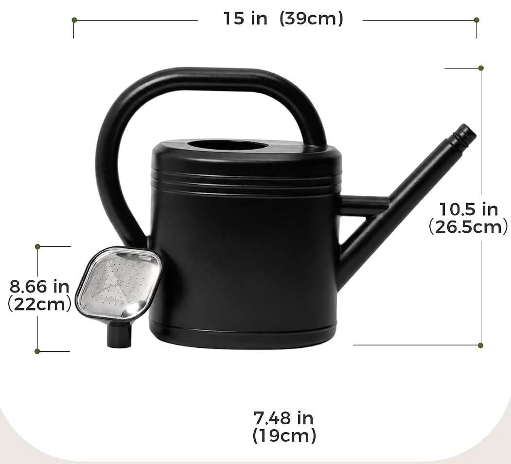 Regador de 3,8 L com bico amovível e sistema antigotejamento – Preto