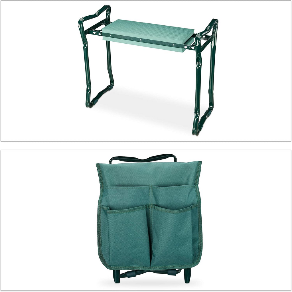 Banco e ajoelhador de jardim dobrável, até 150 kg – Verde, 50 × 60 × 27,5 cm