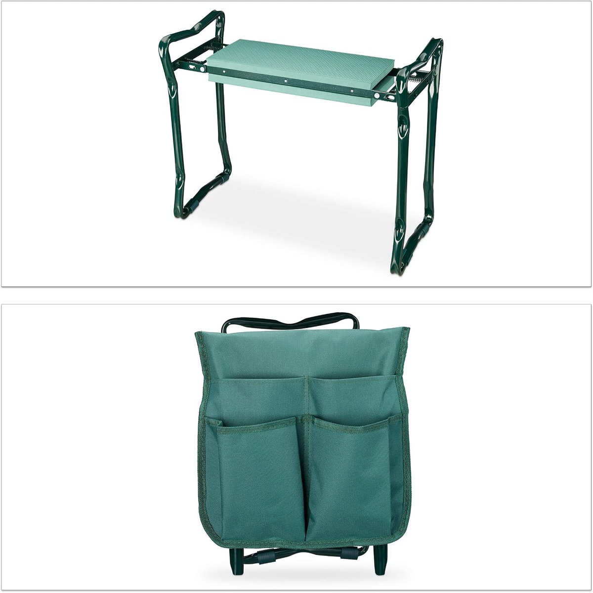 Banco e ajoelhador de jardim dobrável, até 150 kg – Verde, 50 × 60 × 27,5 cm