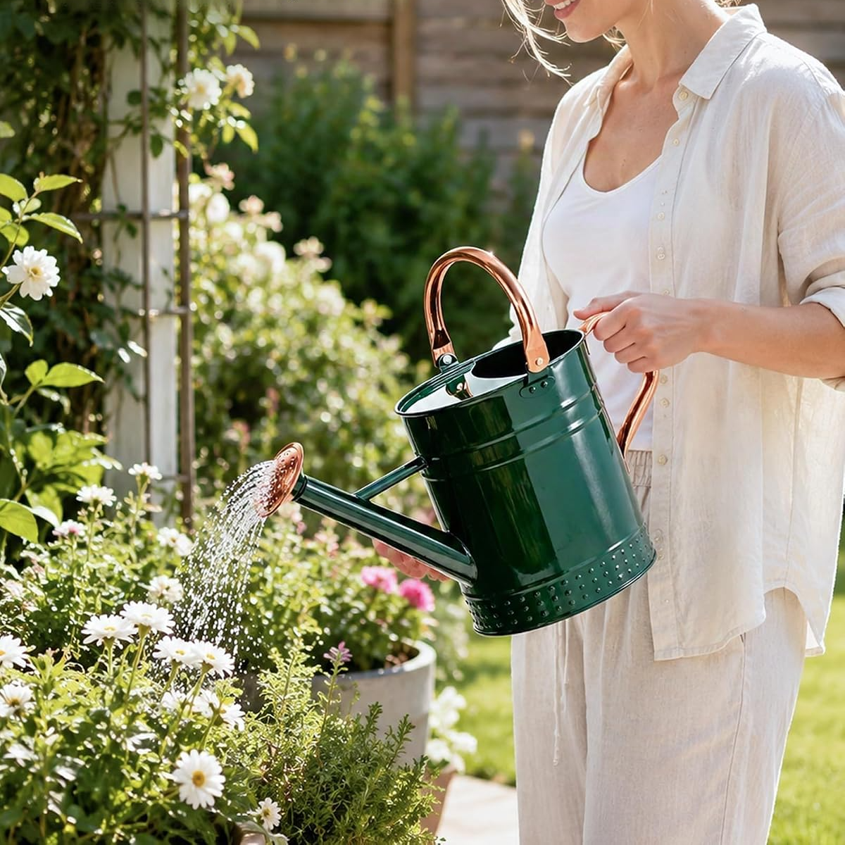 Regador de 3,8 L para plantas de interior e jardim com bico destacável – Verde