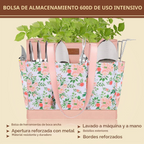 Conjunto de 10 ferramentas de jardinagem em aço inoxidável com cabos de madeira antiderrapantes – Rosa