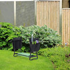 Banco de jardim e ajoelhador dobrável, até 150 kg, com 2 bolsos – Preto e verde