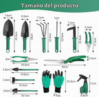 Conjunto de 13 ferramentas de jardinagem com caixa de arrumação – Verde